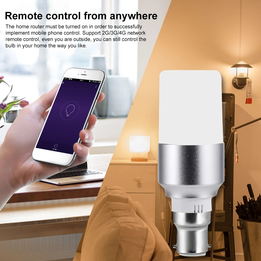 Умная Светодиодная лампа с Wi Fi RGB + светодиодная регулируемой яркостью 6 Вт пульт