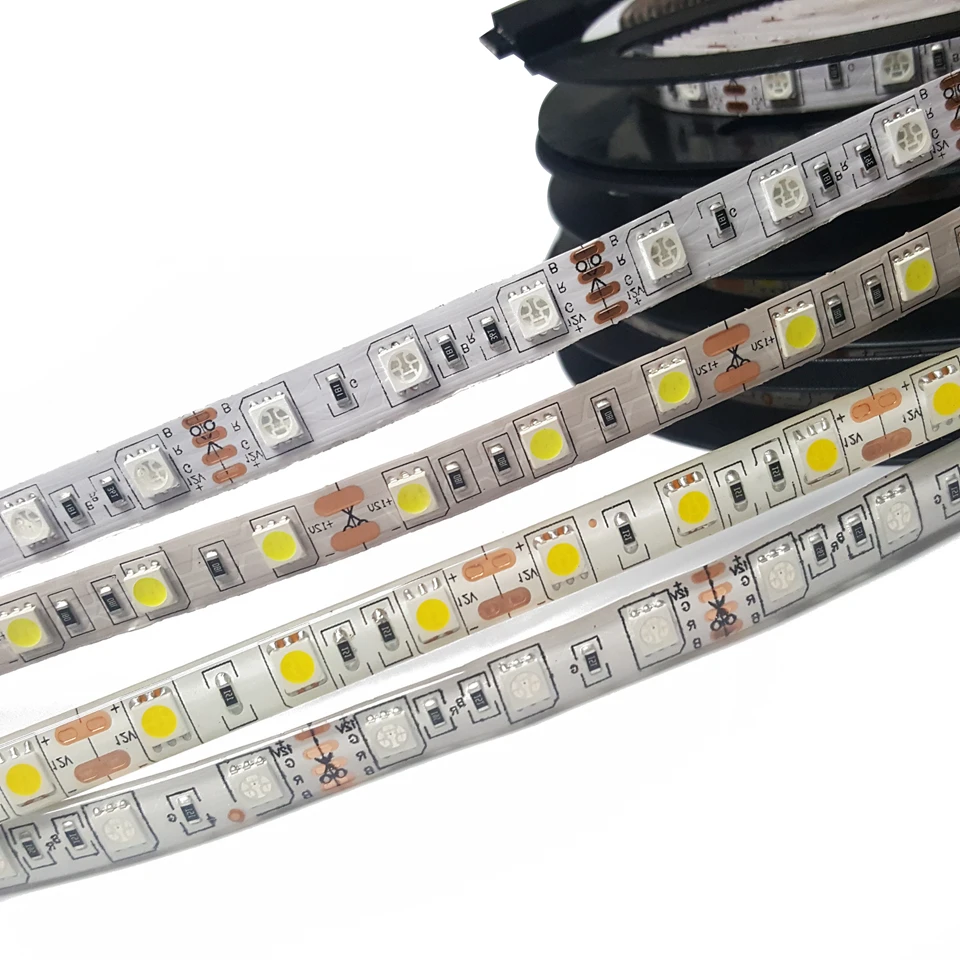 Высокая яркость 5 м Светодиодная лента 5630 5050 3528 SMD 60led/m без-Водонепроницаемый/водонепроницаемый гибкий RGB Чистый/теплый белый/красный/синий/зеленый