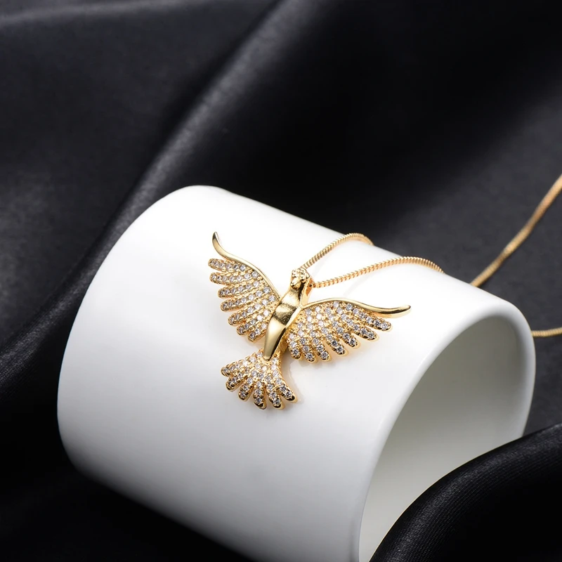 Gold Color Animal Pendant Necklace Paved Cubic Zirconia Stone Eagle Choker Necklace For Women Fashion Jewelry female accessories