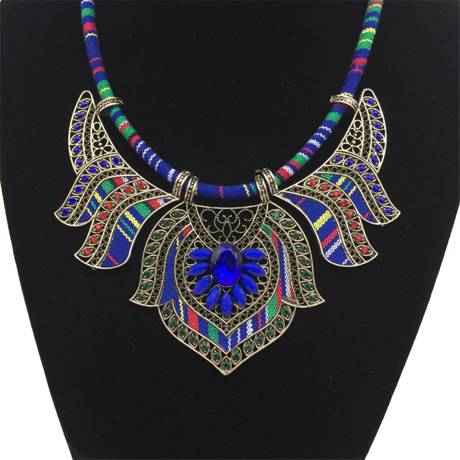 New Bohemian Ethnic Gold-plated Item Color Woven Rope Alloy Diamond Jewelry Necklace Jewelry (2)