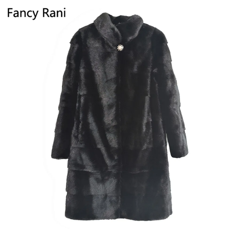 Модное меховое пальто из натуральной норки, стоячий воротник, хорошее качество, теплое Норковое меховое пальто для женщин, черное натуральное меховое пальто, одежда на заказ