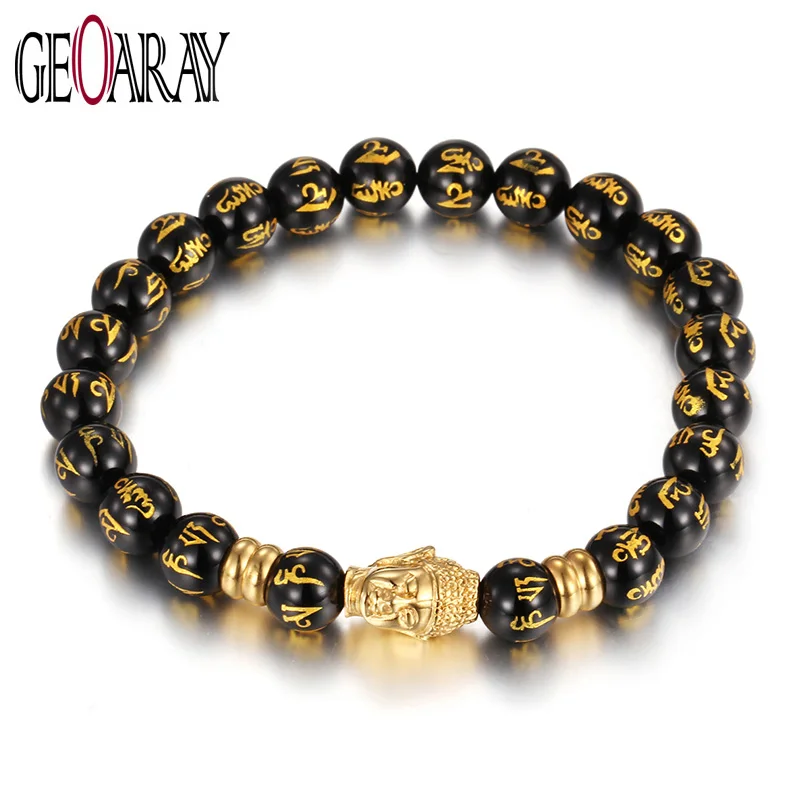 Geoaray Buddhism Bead Bracelet Religion Bible Sanskrit Circle Bangle