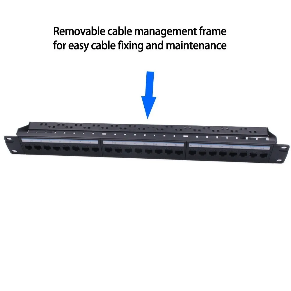 Новый 19 дюймовый 1U стеллаж 24 порта прямой через CAT6A патч панель RJ45 сетевой кабель