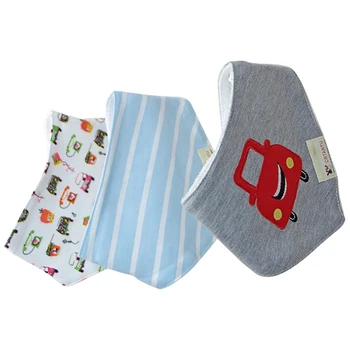 

ABWE Best Sale Crtartu 1 pack 3 gray + blue cotton car + striped printed children saliva towel cartoon print baby towel 38 * 2