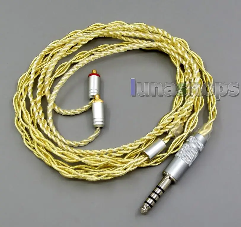 LN005965 8 ядер очень мягкий 7N чистый OCC серебро+ позолоченный кабель для наушников для Shure se535 se846 se425 se215 MMCX - Цвет: 4cores 4.4mm