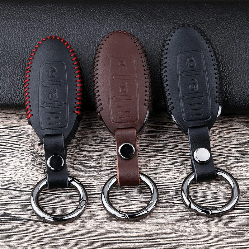 

Leather Car Remote Key Case Cover For Nissan Qashqai J11 X-Trail t32 2018 2019 Kicks Murano Almera Tiida Juke Note Pathfinder