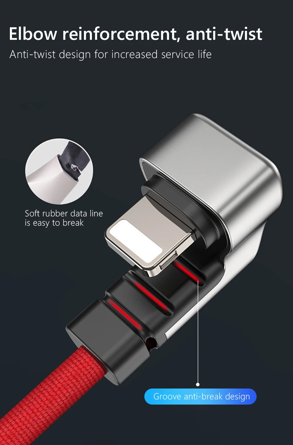 Zinc Alloy Elbow Charger Cable For iphone X XS XR 8 7 6 6s 5 Plus Lighting Charging Phone Data Cables 8 Pin For Apple 1 (9)
