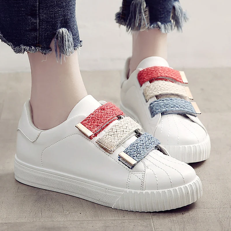 Hook-loop-women-shoes-breathable-white-shoes-mixed-colors-fabric ...