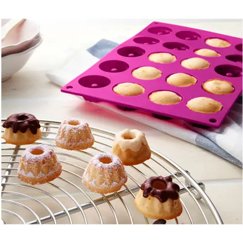 

2pcs 20-Cavity Mini Fancy Bundt Savarin Cake Pan Silicone Mold Baking Mould