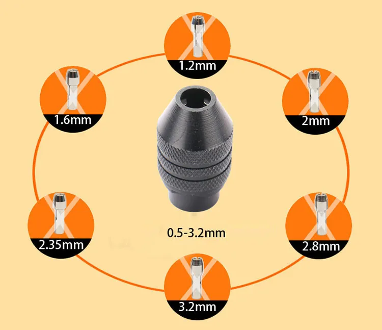 Универсальный Мульти Keyless Dremel Chuck Mini Drill Collet для роторного инструмента 0,5-3,2 мм