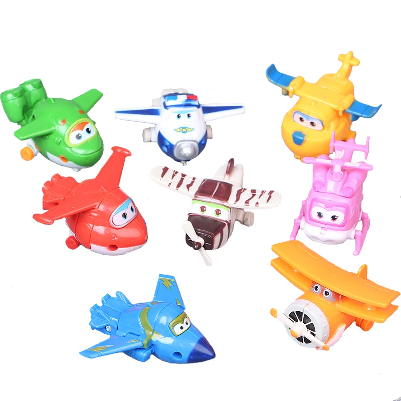 

8pcs/set mini deform-able hand dolls Cartoon plane Anime modelling kids toys WJ454
