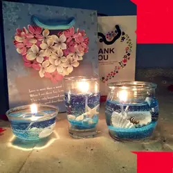 Средиземноморский ароматизированный день рождения свадьбы свечи беспламенные морские свечи стеклянный держатель торт для детей подарки