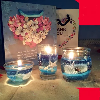 

Mediterranean Scented Birthday Weddings Candles Flameless Sea Candles Glass Holder Cake For Children Gifts Birthday Decoration