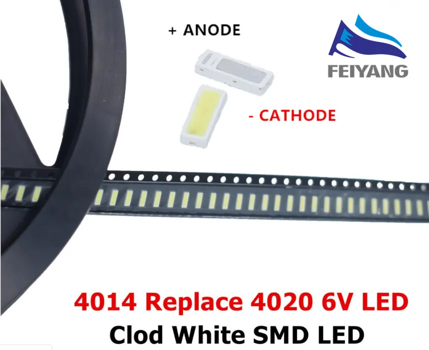 200 шт./лот 4014 4020 SMD светодиодные бусины Холодный белый 1 Вт 6В 150mA для ТВ/ЖК-дисплей