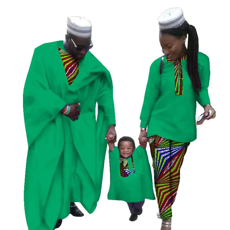 Африканская одежда для женщин ограниченная по времени Женская Новая Мода Африканский хлопок ткань для платья платье пара костюмов - Цвет: Зеленый