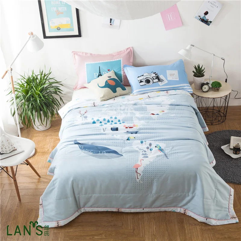 2017 Fancy Soft Summer Quilts With Pillowcases 100Washable Cotton Duvets Thin Blankets