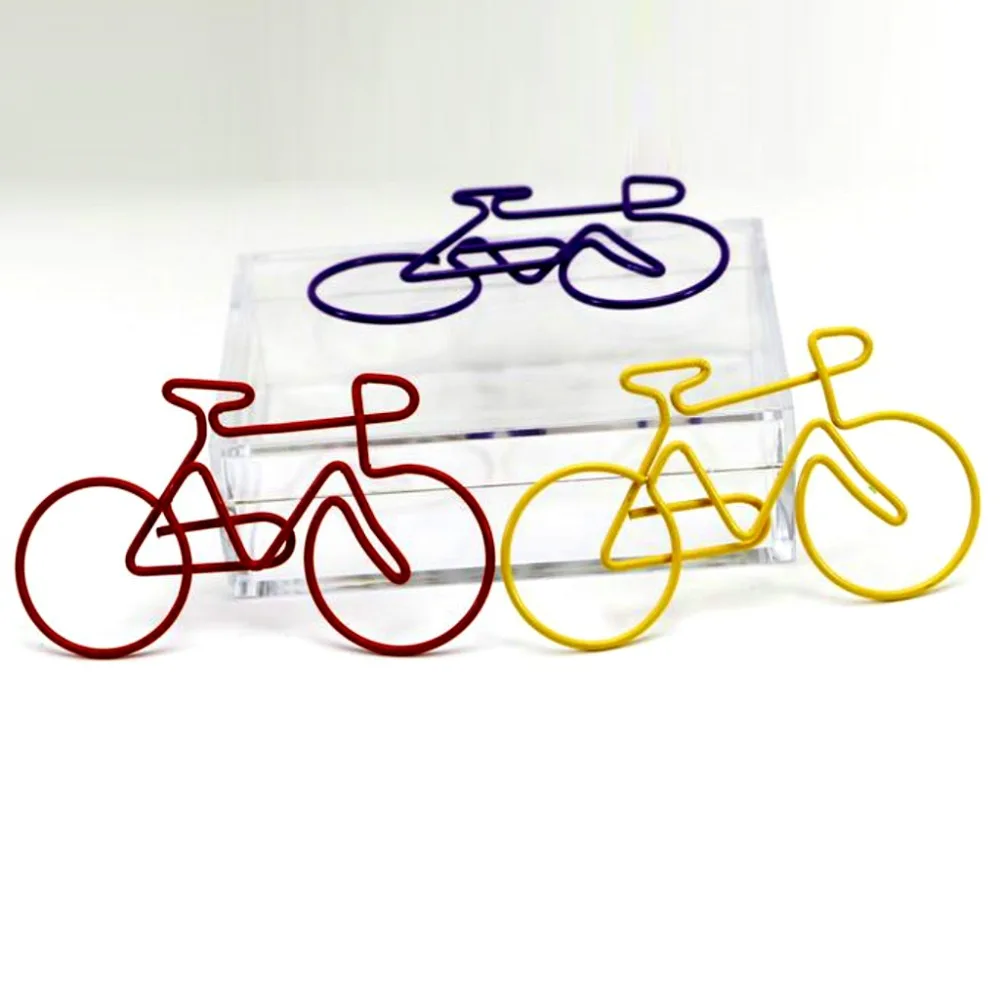 Creative Colorful Bicycle Like Paper Clips Metal Card File Clips Pack
