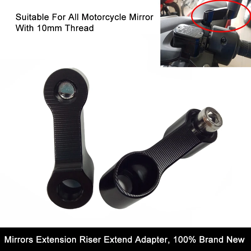 

For Yamaha MT-09 MT-07 MT-25 FZ1N Fazer V-max 1700 MT-03 Motorcycle Mirror Extension Riser Extend Adapter Black 100% Brand New