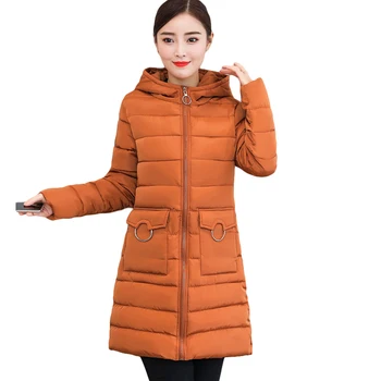 

Fashion Women Winter Down Cotton Jacket 2019 Female Hooded Long Thin Slim Parkas Cotton-padded Outwear Plus Size Overcoat CM501