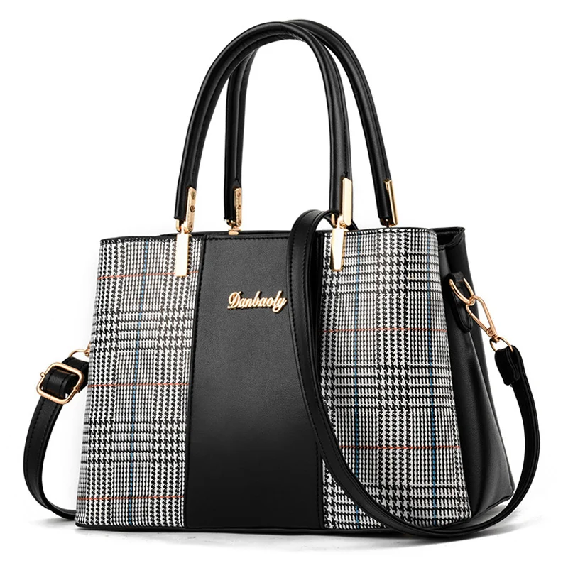 

Leather Handbag Women Luxury Ladies Designer Shoulder Bag Female Houndstooth Handbags Messenger Bags For Women 2018 Bolsas Sac