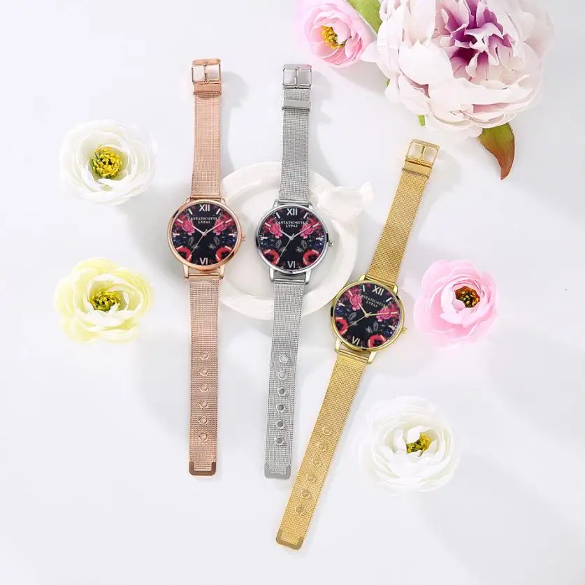 Новый Нержавеющая сталь Аналоговые Кварцевые Круглый наручные часы для женщин модные часы наручные Relogio Feminino часы Reloj Mujer
