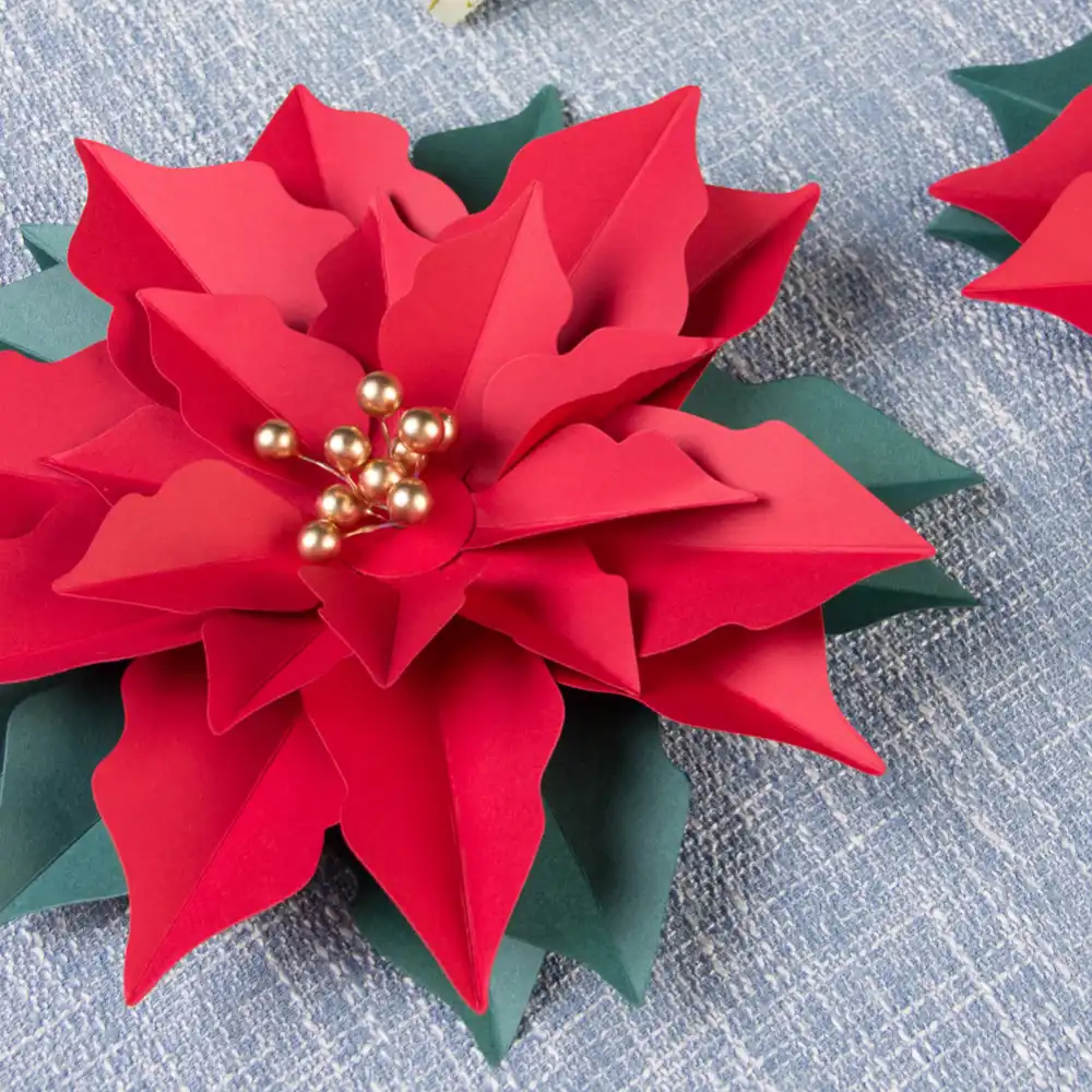 3pcs 3d christmas poinsettia flowers paper flowers christmas tree ornaments table centerpiece wall door decoration holiday diy aliexpress paper flower christmas ornaments
