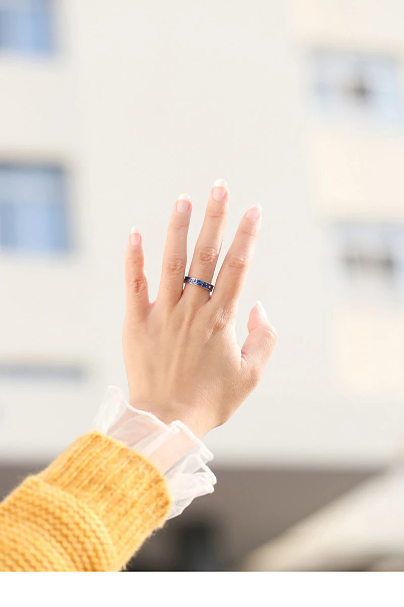 Qevila Van Gogh Starry Sky Open Lovers Rings For Women Men Romantic Valentine's Day Gift Real 100% 925 Sterling Silver Jewelry  (11)