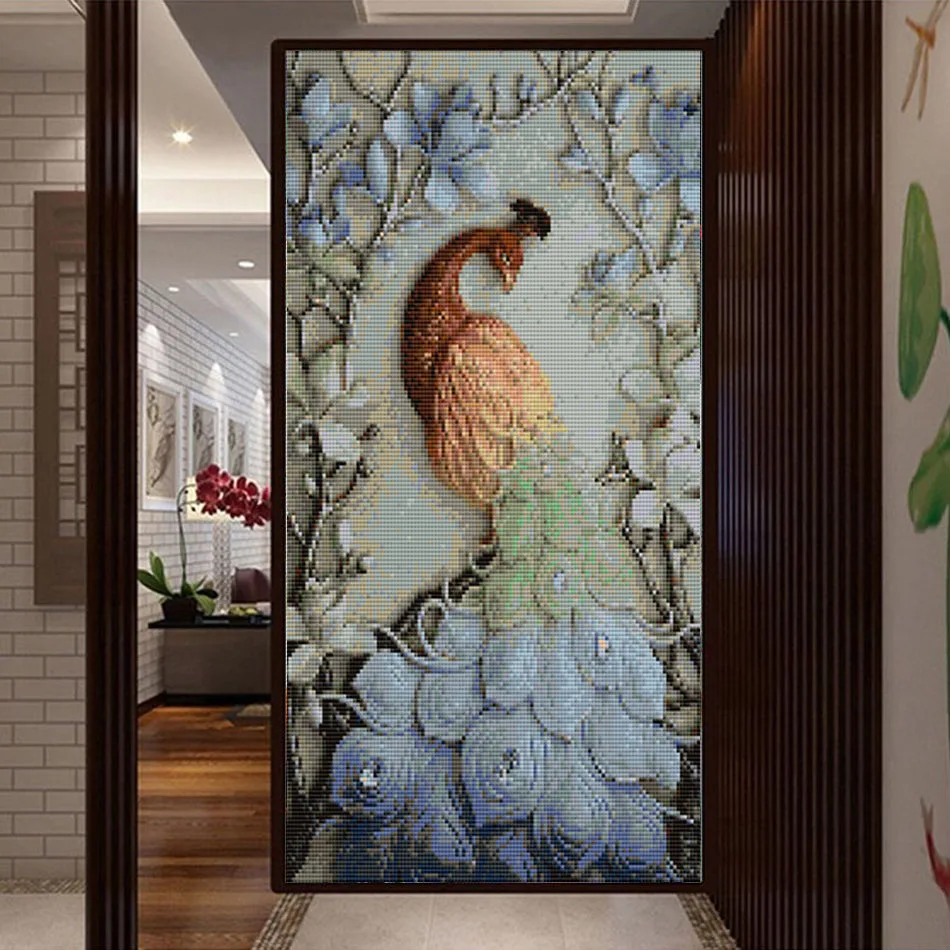 

2017 New Diamond embroidery Diy 5D diamond Painting Cross Stitch Peacock Pictures Needlework diamond Mosaic Home Decoration