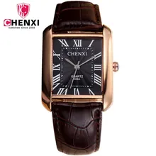 Модные Классические мужские кварцевые часы CHENXI, роскошный классический дизайн, прямоугольные мужские часы, Erkek Saat