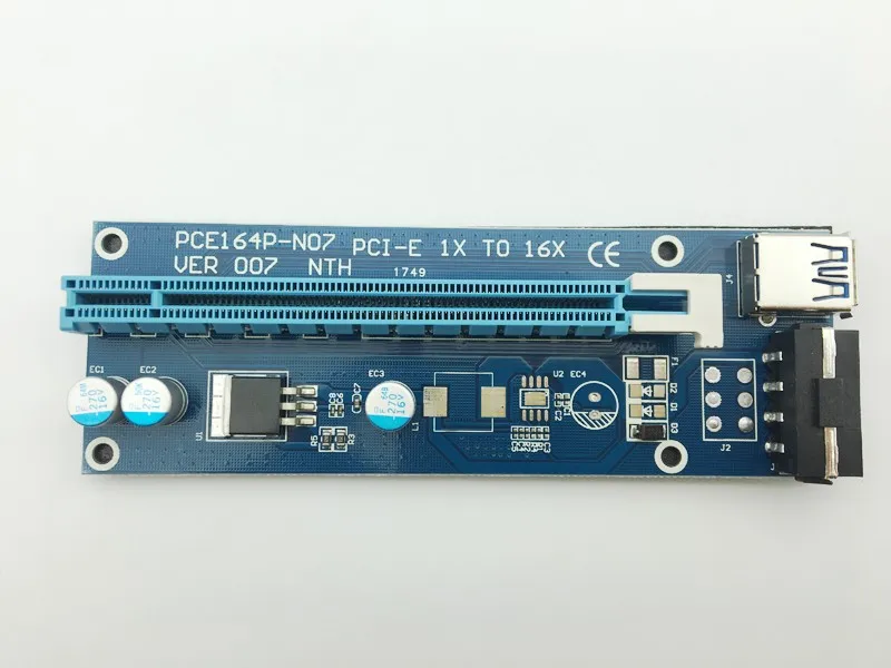 Райзер VER007 60 см PCI E расширитель Express Riser Card 1x к 16x USB 3 0 SATA 4Pin IDE для майнинга BTC Bitcion Miner
