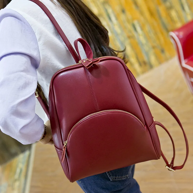 

Oeak Women Backpack Genuine Leather Zipper Bag For Girl Summer Style Female Designer Backpack Bolsas Red Black 2018 Fashion