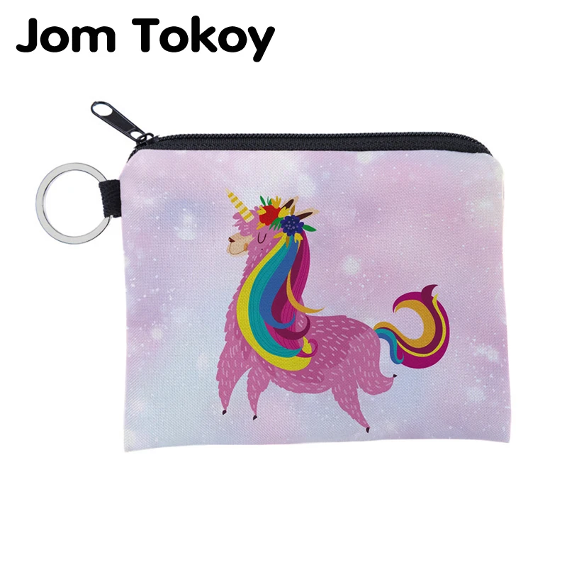

Jomtokoy Alpaca printing waterproof Purse Card Key Pouch Small Zipper Coin Purse Card Holder Mini Square Wallet lqb3015