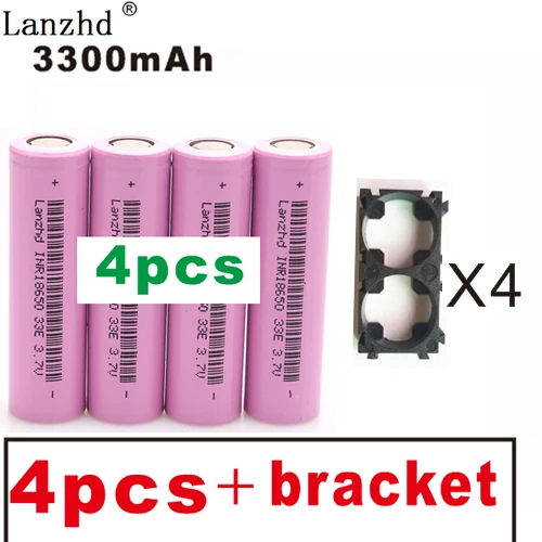 1-10PCS 18650 Batteries 3.7V Li ion 3300mAh 30A 18650VTC7 18650 battery and fixed bracket 18650 Holder with Splicing Bracket - Цвет: 4PCS and fixed