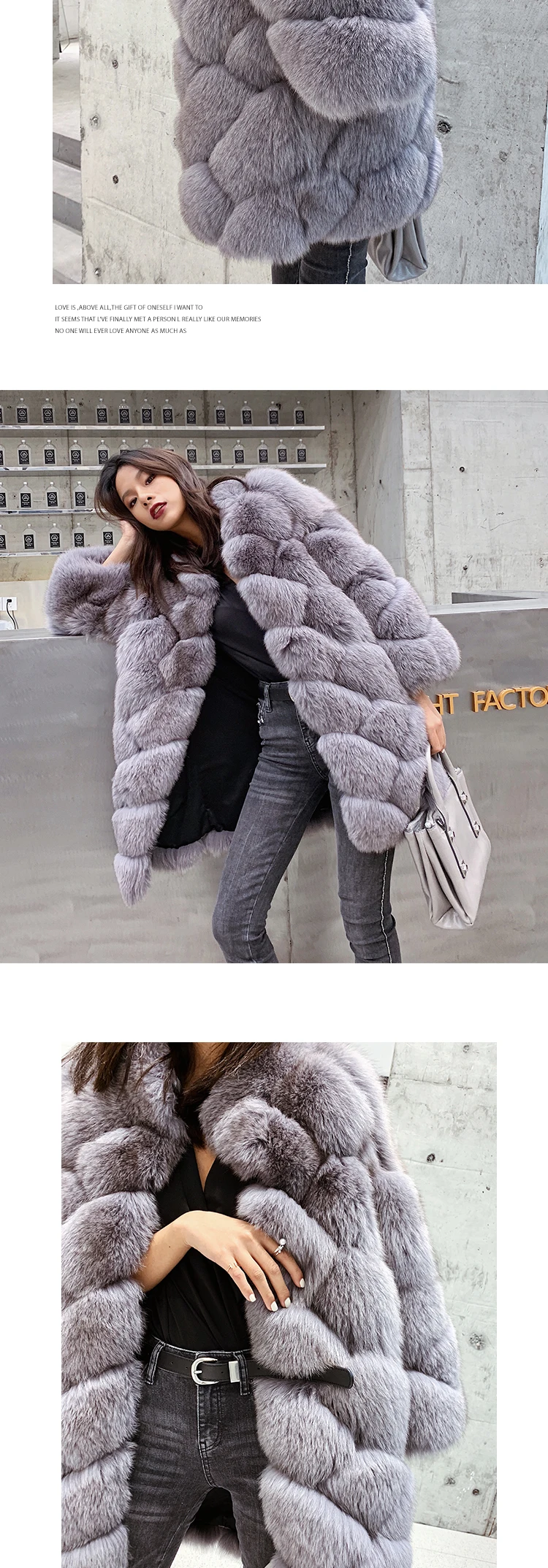 Maylofuer Women New Real Fox Fur Coat Natural and Genuine Fox Fur Jacket for Woman Winter Fashion Fur Coats Overcoat Outwear