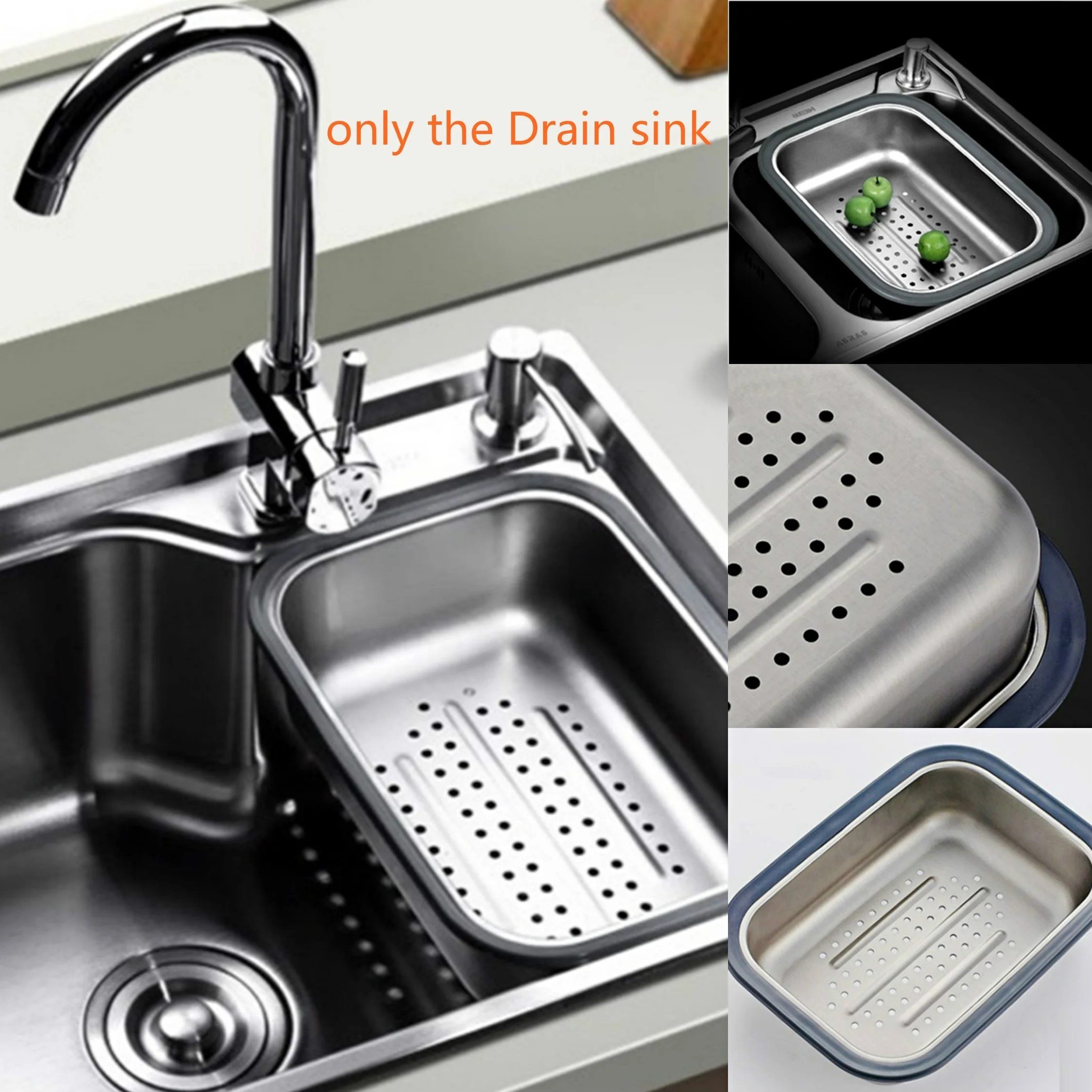 

Kitchen sink stainless steel drain basin sink filter water box fruit bowl