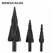NEWACALOX 4-32MM HSS Cobalt Step Drills Nitrogen High Speed Steel Spiral for Metal Cone Drill Bit Set Triangle Shank Hole Cutter NEWACALOX 4-32MM HSS Cobalt Step Drills Nitrogen High Speed Steel Spiral for Metal Cone Drill Bit Set Triangle Shank Hole Cutter