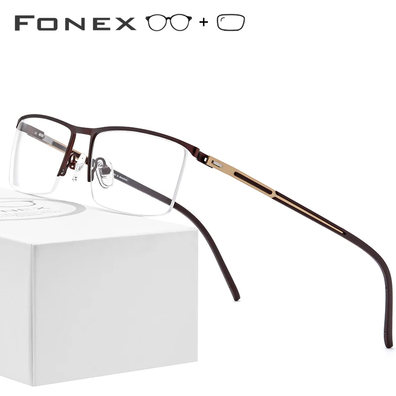 

Alloy Prescription Glasses Frame Men Ultralight Half Square Myopia Eyeglasses 2019 New Optical Frames Screwless Eyewear Oculos