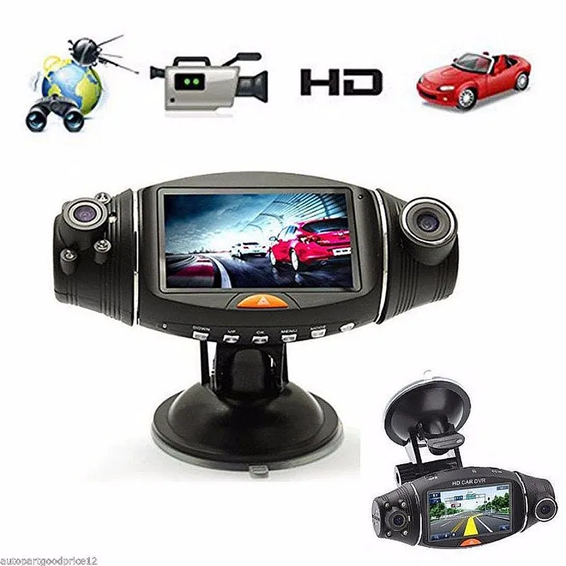 R310 FHD двойной объектив 2," ЖК-дисплей HD 720P Портативная Автомобильная камера DVR видеорегистратор с g-сенсором Автомобильный видеорегистратор