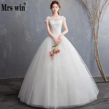 

2020 Mrs Win China Cheap Wedding Dress Lace Embroidery Vintage Wedding Dresses Lace Up Princess Wedding Gown Can Custom Made