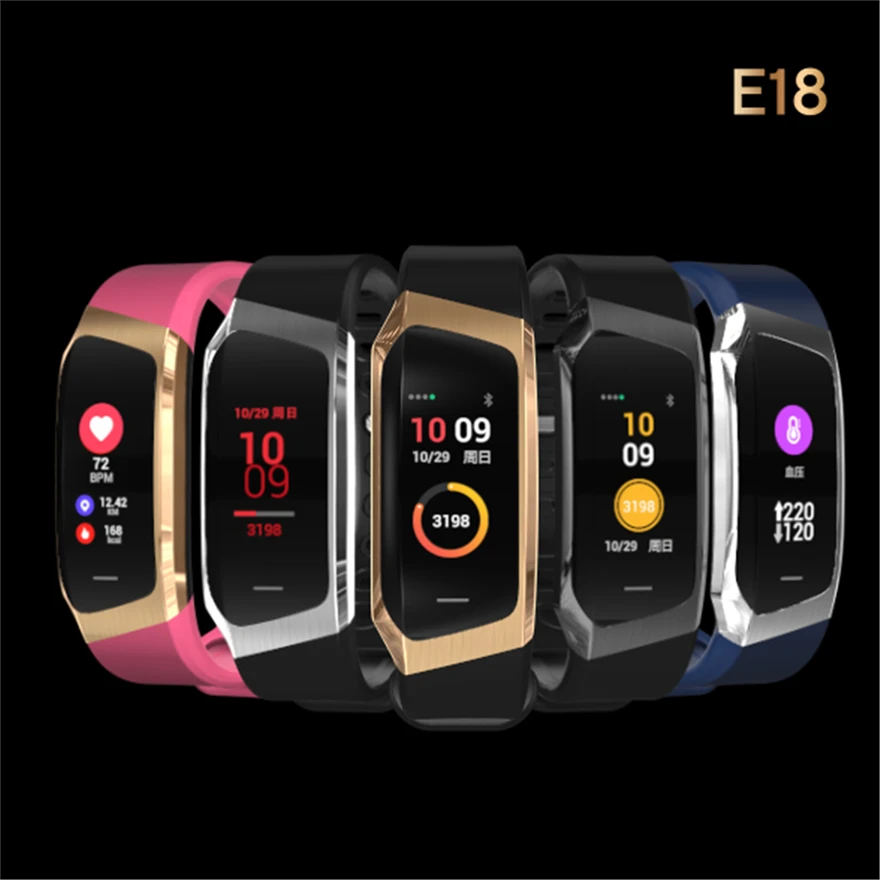 Умный Браслет E18 монитор сердечного ритма фитнес-трекер жизнь водонепроницаемый IP67 спортивные наручные часы для Android и IOS умные часы для мужчин