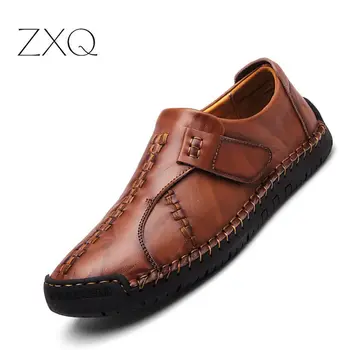 

New Design Vintage Genuine Leather Men Shoes Handmade Fashion Casual Leather Oxfords Moccasins chaussure homme