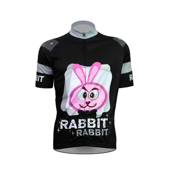

Alien SportsWear RABBIT Pattern Men Summer Short Sleeve Cycling Jersey Black 100%Polyester Breathable Bike Clothes Size XS-5XL