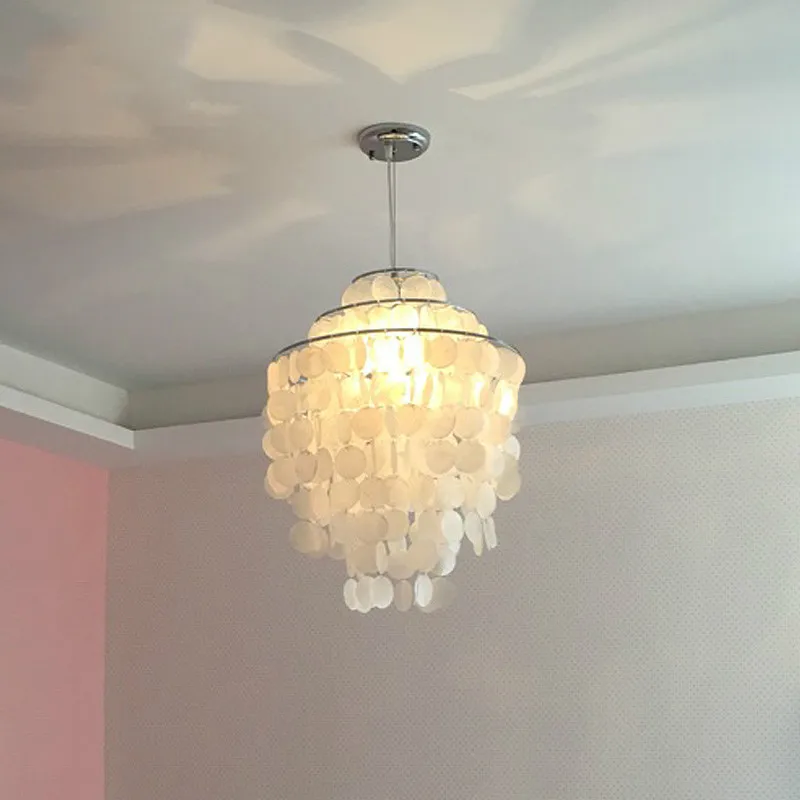 

Modern nature white sea shell Capiz design E27 bulb pendant lamp nordic romantic DIY campanula dinning room decor LED lighting