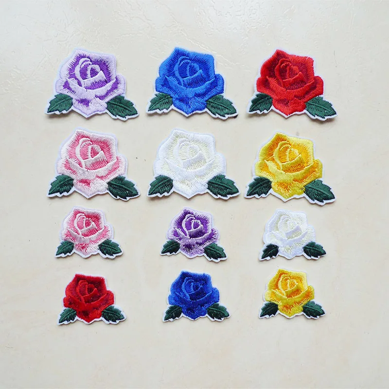 

Hot melt adhesive Flower Embroidered Iron on Patches for Clothing DIY Stripes Jeans Kids Sticker Applique embroidery decoration