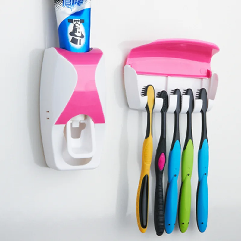 NEW Fashion Wall Mount Automatic Toothpaste Dispenser Toothbrush Holder Family Set bathroom accessories NEW Fashion Wall Mount Automatic Toothpaste Dispenser Toothbrush Holder Family Set bathroom accessories