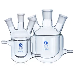 Reator para jaqueta de três tubos, frasco de reação com vidro de borossilicato de parede grossa, reator piloto para laboratório