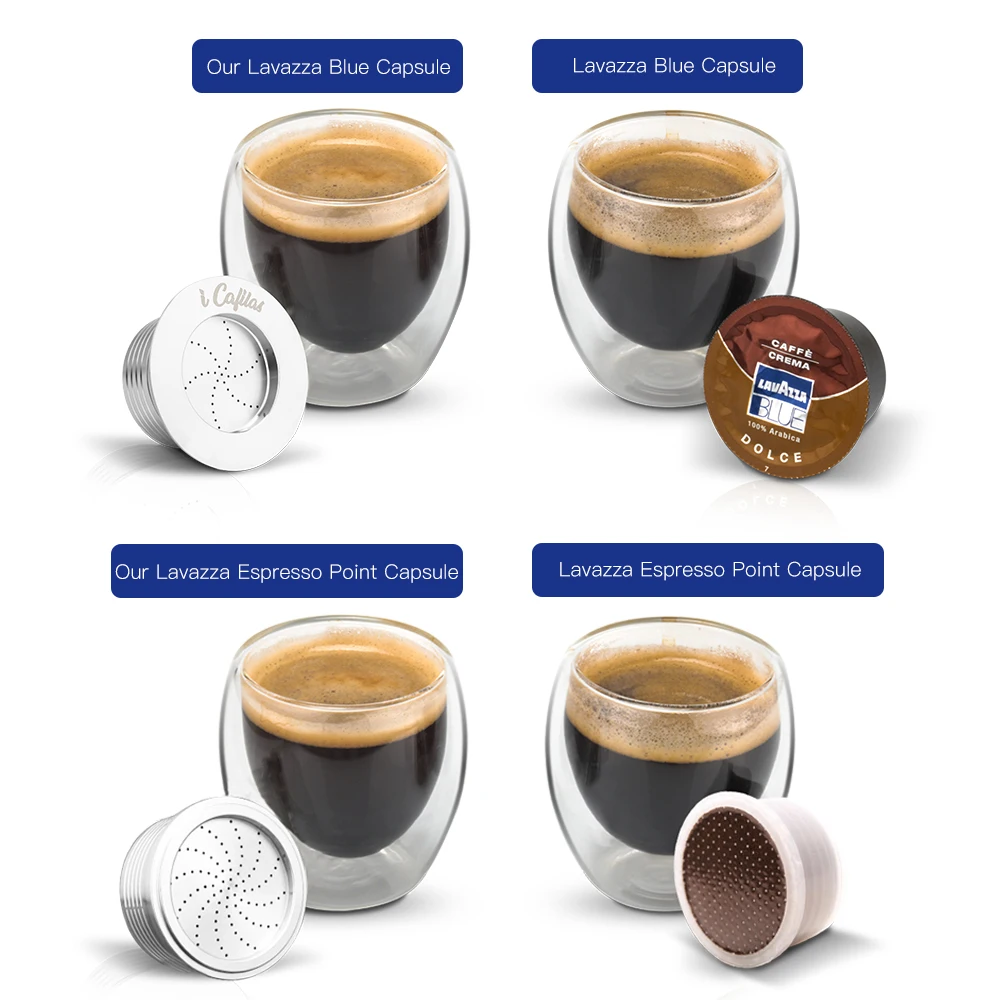 ICafilas многоразовые из нержавеющей стали Lavazza синие кофейные фильтры для многократного использования капсульные стручки трамбовки для Lavazza LB951 CB-100