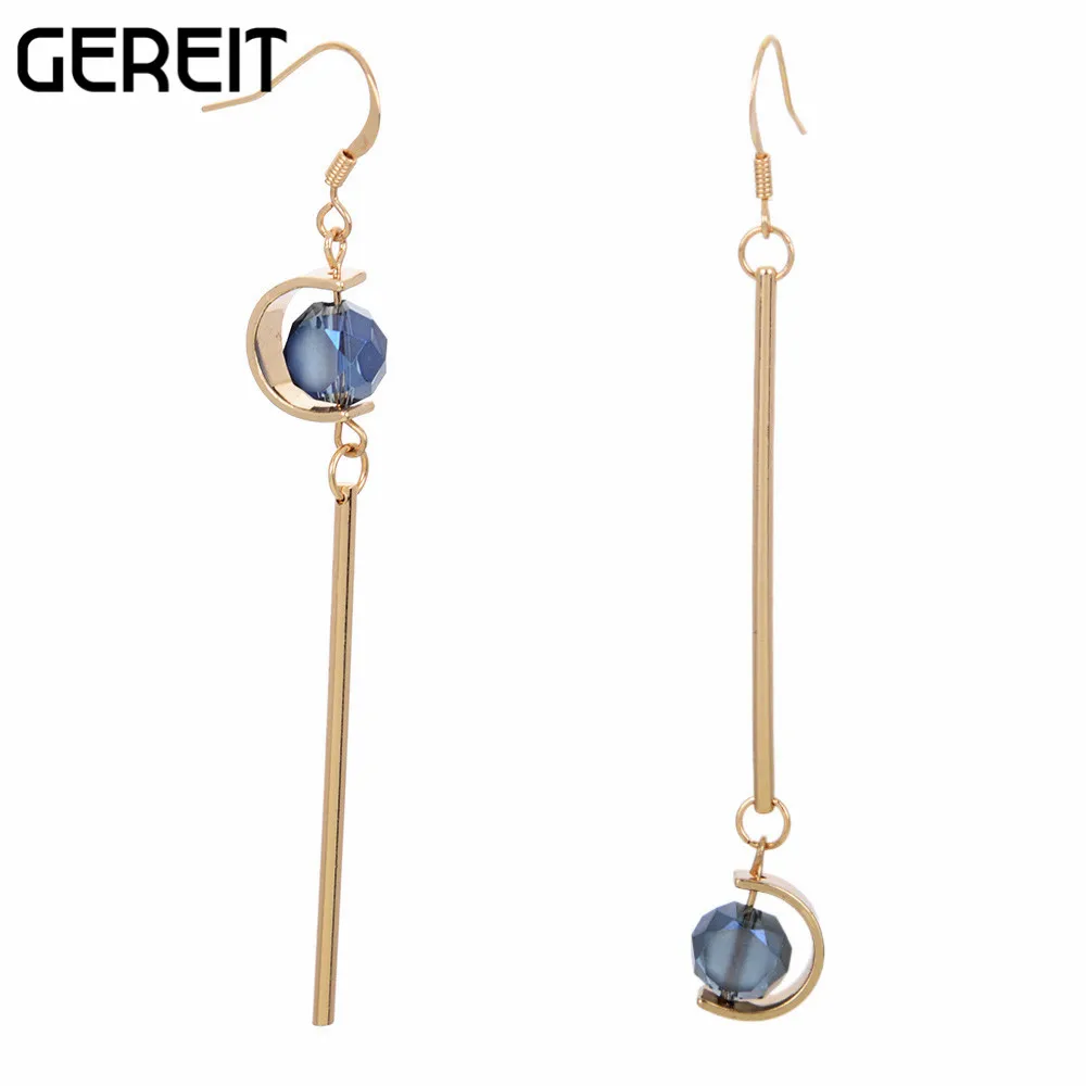 Fashion Jewelry Hanging Earring Women Gold color Clear Crystal Ball