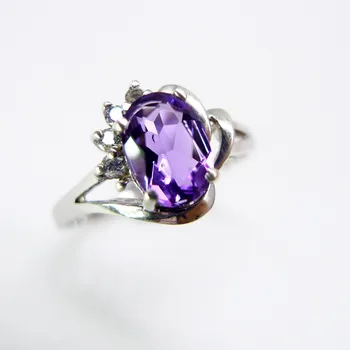 

Natural Amethyst ring women 925 sterling silver ring heart design cheap price