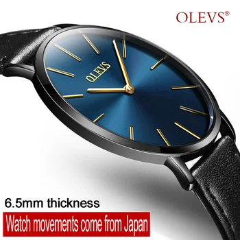 

OLEVS Japan movement watch slim design ladies men waterproof watch quartz dial leather ladies watch Christmas gifts
